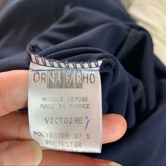 Orna Farho Dark Navy Blue Sequinned Halter Dress - Picture 10 of 13